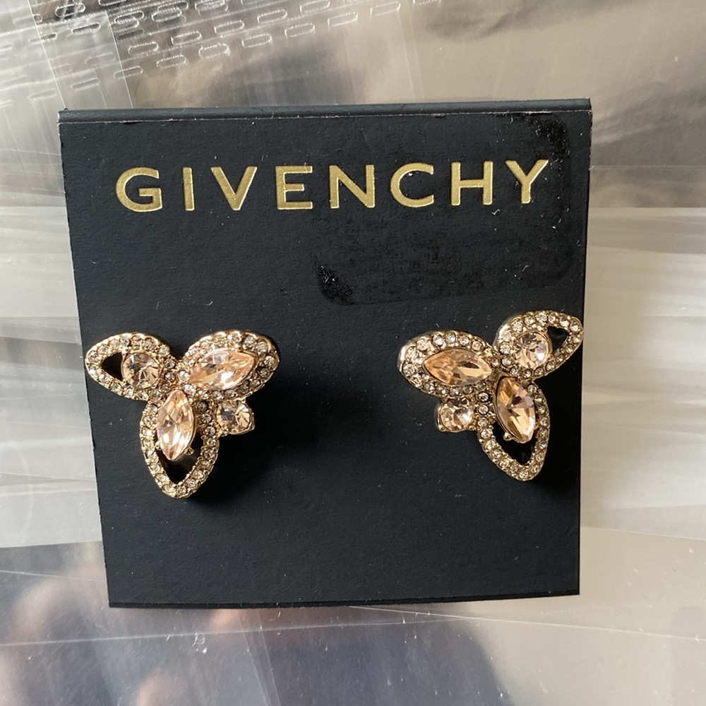 Givenchy Gold Crystal Stud Earrings